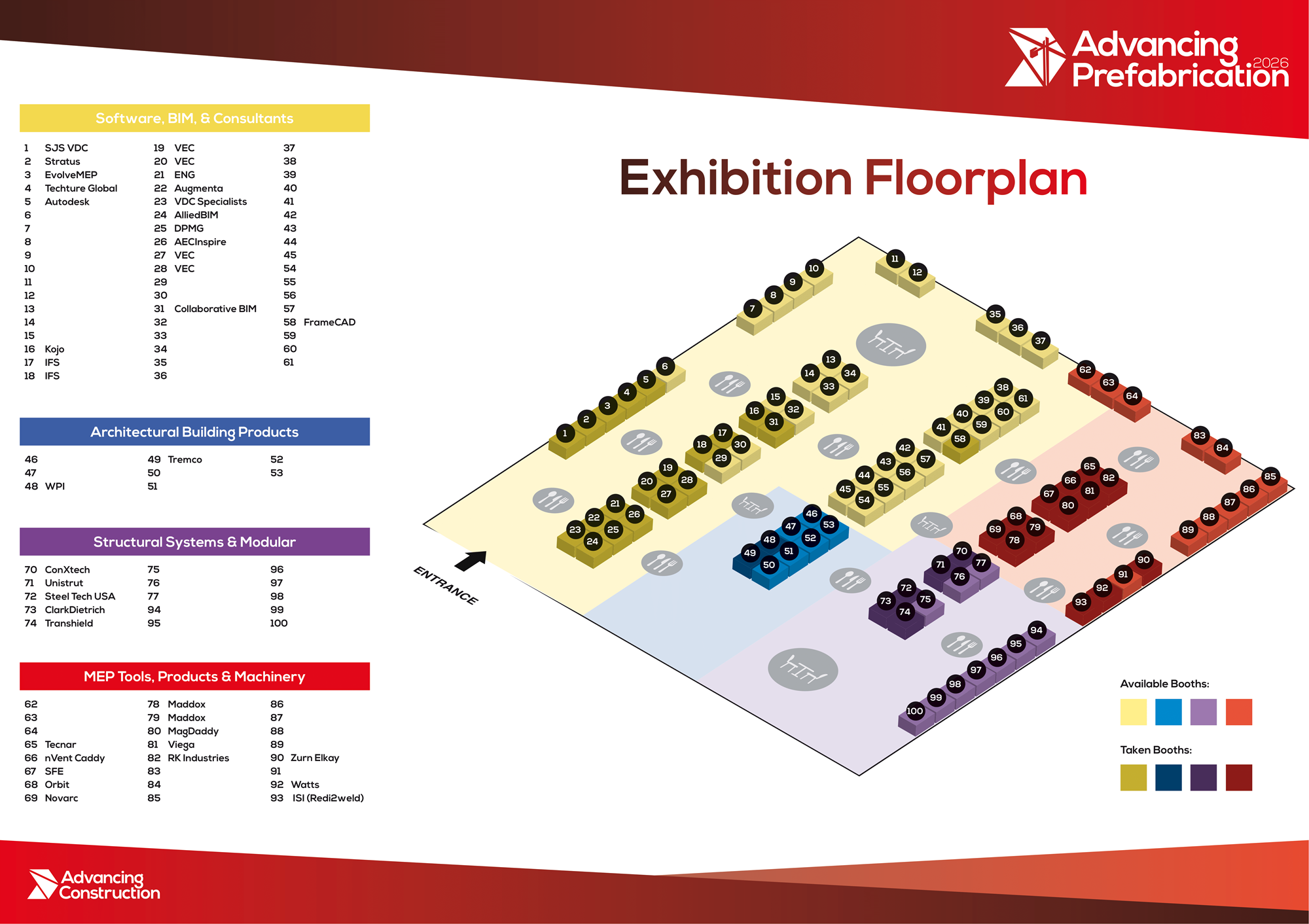 A picture of the Expo Hall floorplan for Advancing Prefabrication 2026