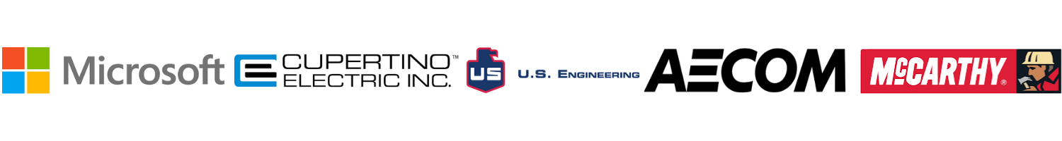 A banner showing logos of companies that will be in the room at this year's event