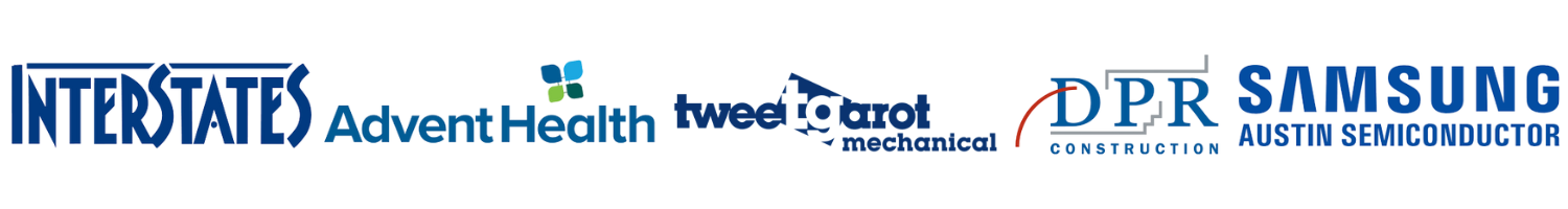 A banner showing logos of companies that will be in the room at this year's event