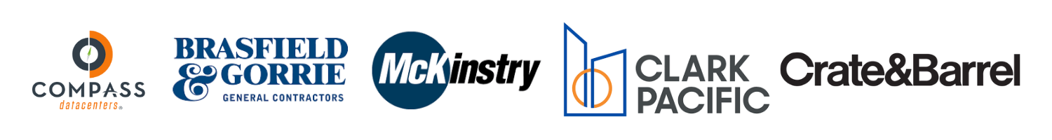 A banner showing logos of companies that will be in the room at this year's event