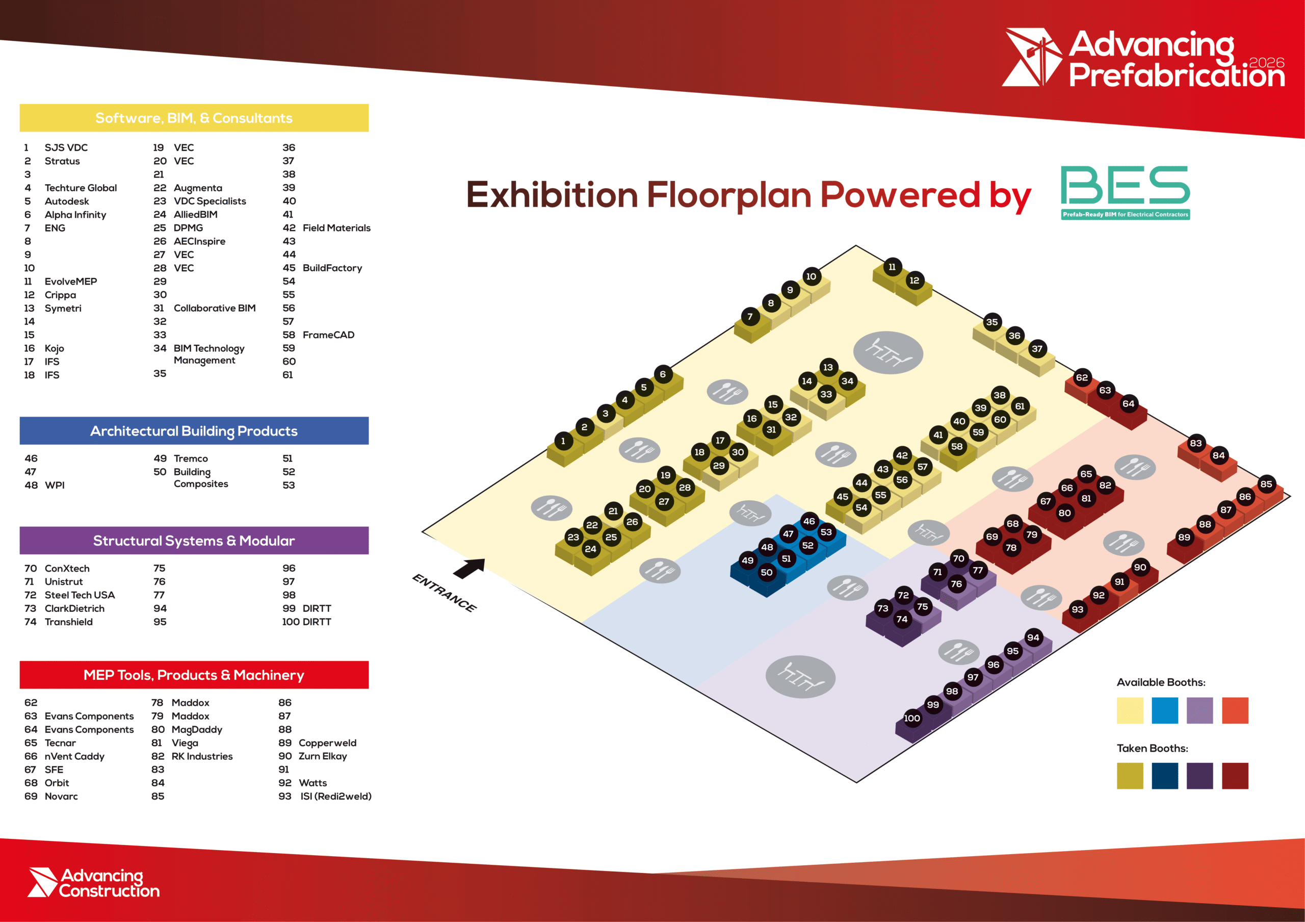 A picture of the Expo Hall floorplan for Advancing Prefabrication 2026