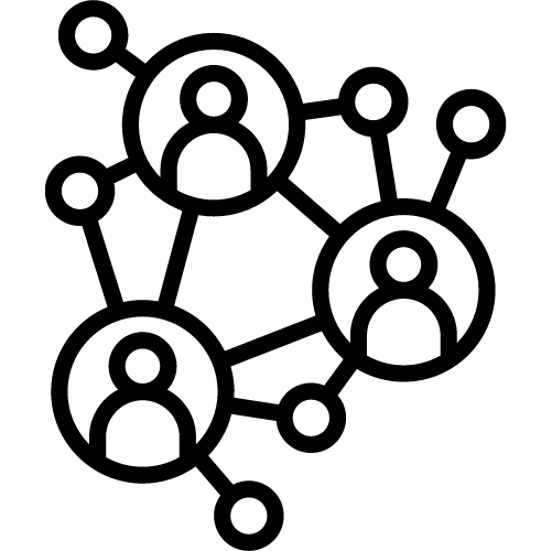 Icon of people connected by lines to represent networking