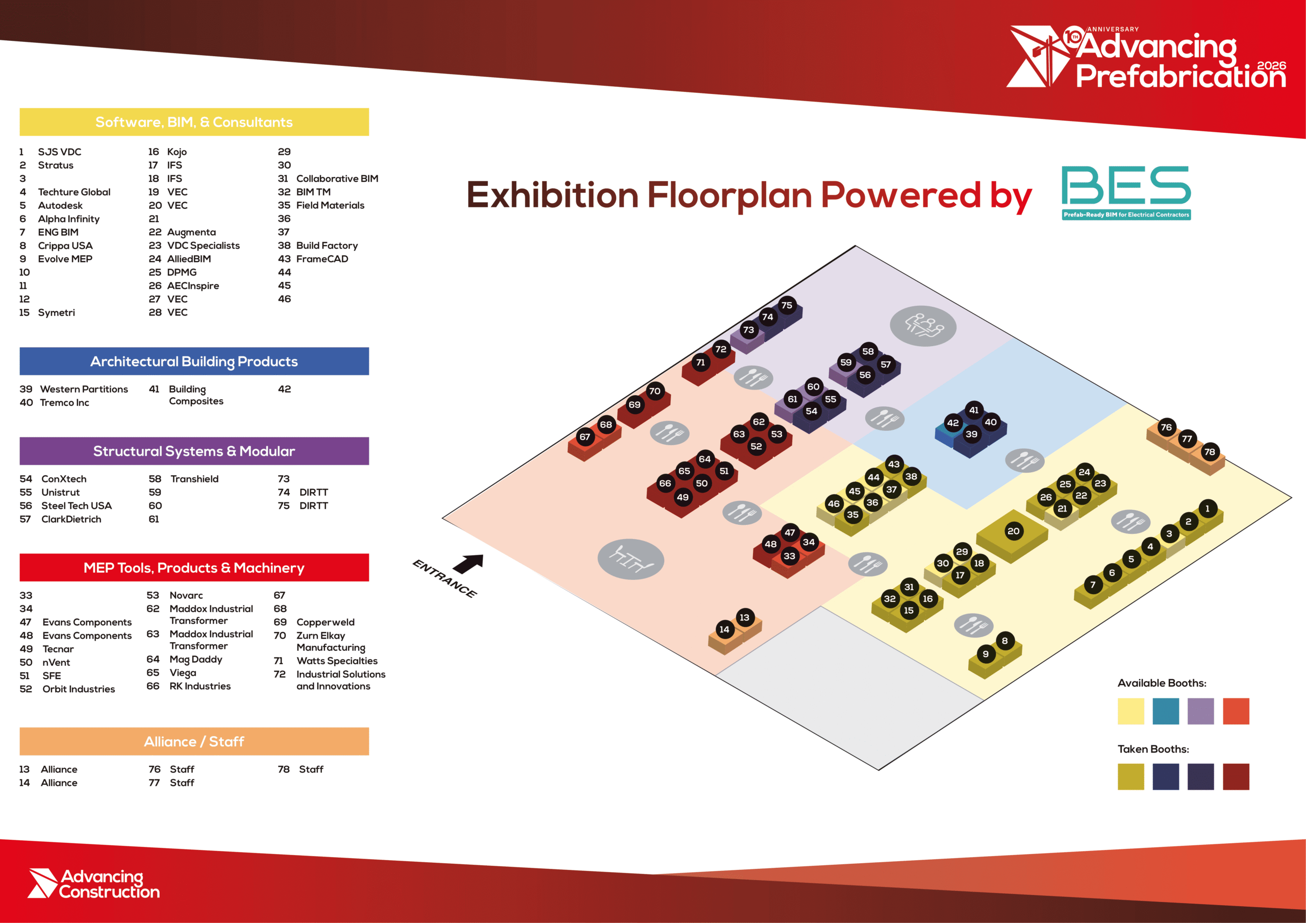 A picture of the Expo Hall floorplan for Advancing Prefabrication 2026