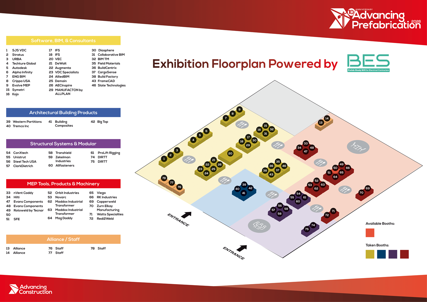 A picture of the Expo Hall floorplan for Advancing Prefabrication 2026