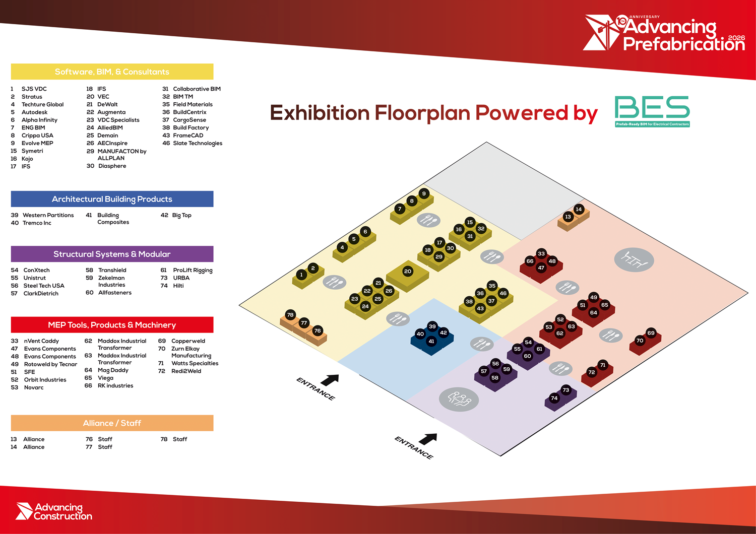 A picture of the Expo Hall floorplan for Advancing Prefabrication 2026